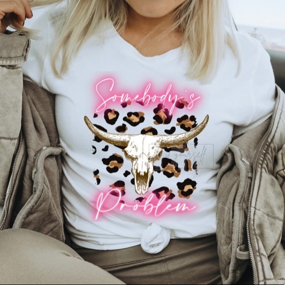 Somebody’s Problem Morgan Wallen Bella + Canvas Womens Graphic Tee (White Tee) - Picture 1 of 2